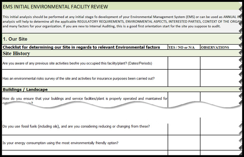 ISO 14001 Audit Checklist For ISO 14001 2015