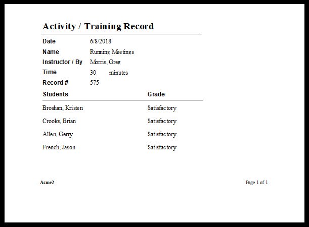 Quickly use TrainingKeeper Software to create a training attendance sheet. Create signature sheets too. Also create reports that show multiple class dates with students. Plus, print calendars that show the previous courses with your students.